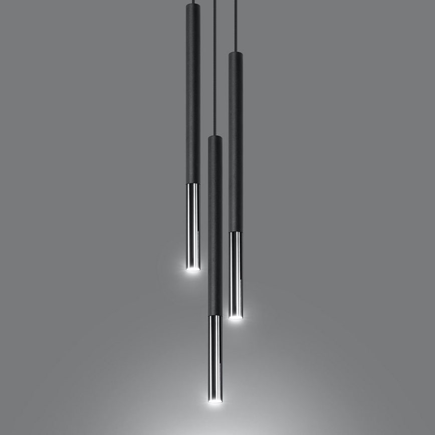 Chandelier on a string MOSAIC 3xG9/12W/230V black/shiny chrome