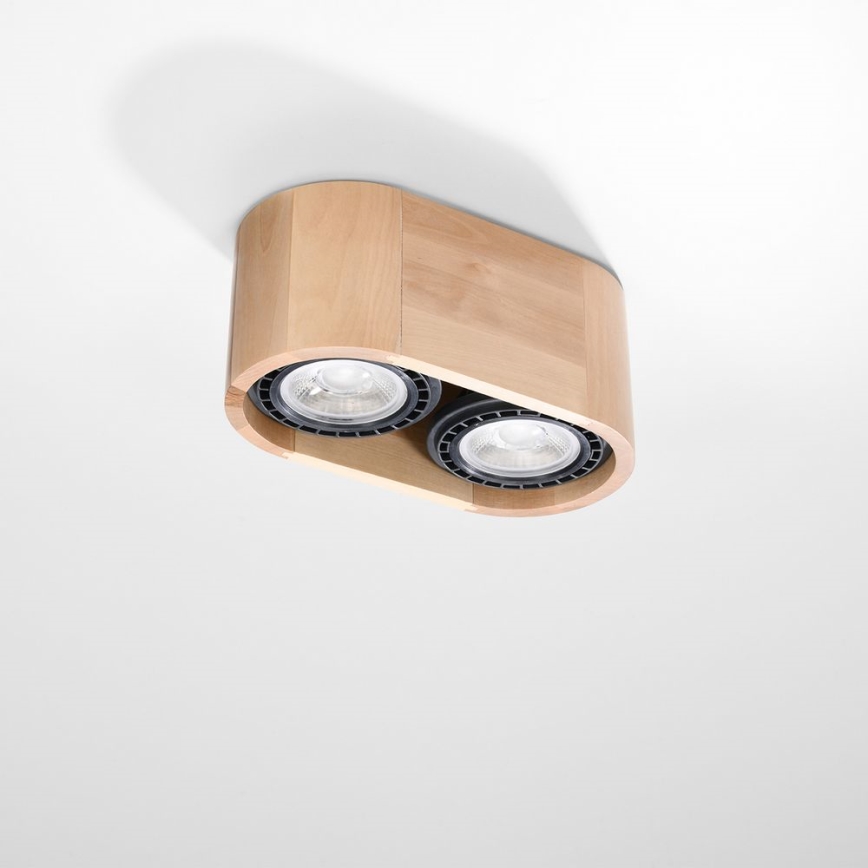 Ceiling light BASIC AR111 2xGU10/40W/230V beech