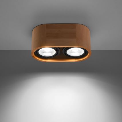 Ceiling light BASIC AR111 2xGU10/40W/230V beech
