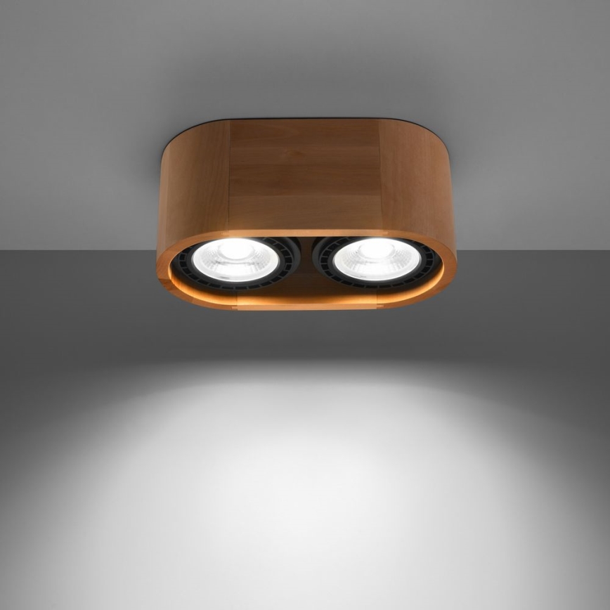 Ceiling light BASIC AR111 2xGU10/40W/230V beech