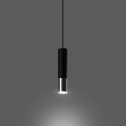 Chandelier on a string LOOPEZ 1xGU10/10W/230V black/shiny chrome