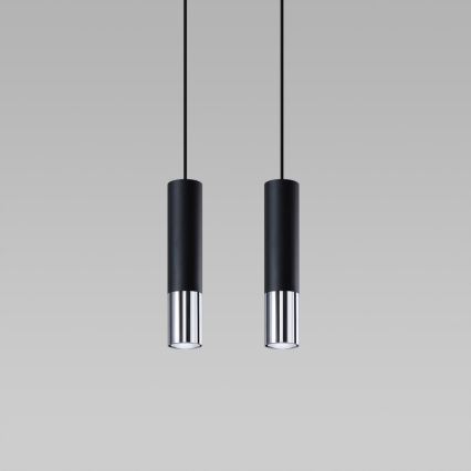 Chandelier on a string LOOPEZ 2xGU10/10W/230V black/shiny chrome