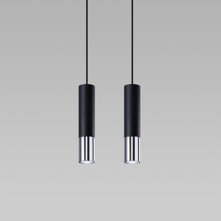 Chandelier on a string LOOPEZ 2xGU10/10W/230V black/shiny chrome