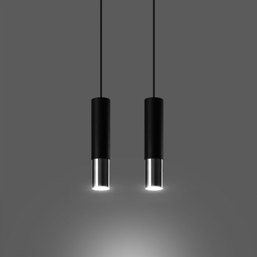 Chandelier on a string LOOPEZ 2xGU10/10W/230V black/shiny chrome