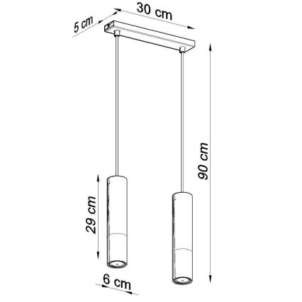 Chandelier on a string LOOPEZ 2xGU10/10W/230V black/shiny chrome