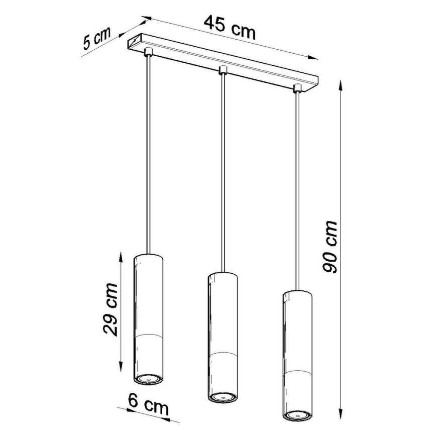 Chandelier on a string LOOPEZ 3xGU10/10W/230V black/shiny chrome