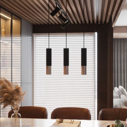 Chandelier on a string LOOPEZ 1xGU10/10W/230V black/copper
