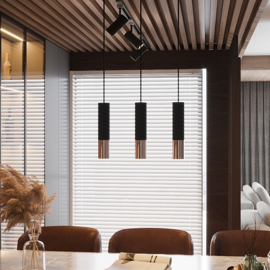 Chandelier on a string LOOPEZ 1xGU10/10W/230V black/copper