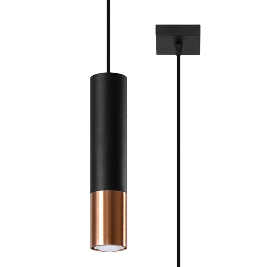 Chandelier on a string LOOPEZ 1xGU10/10W/230V black/copper