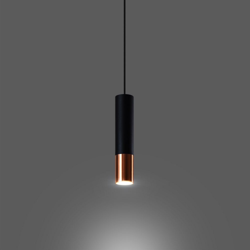 Chandelier on a string LOOPEZ 1xGU10/10W/230V black/copper