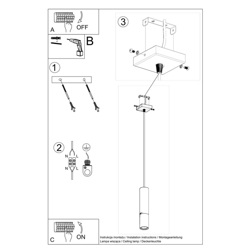 Chandelier on a string LOOPEZ 1xGU10/10W/230V black/copper