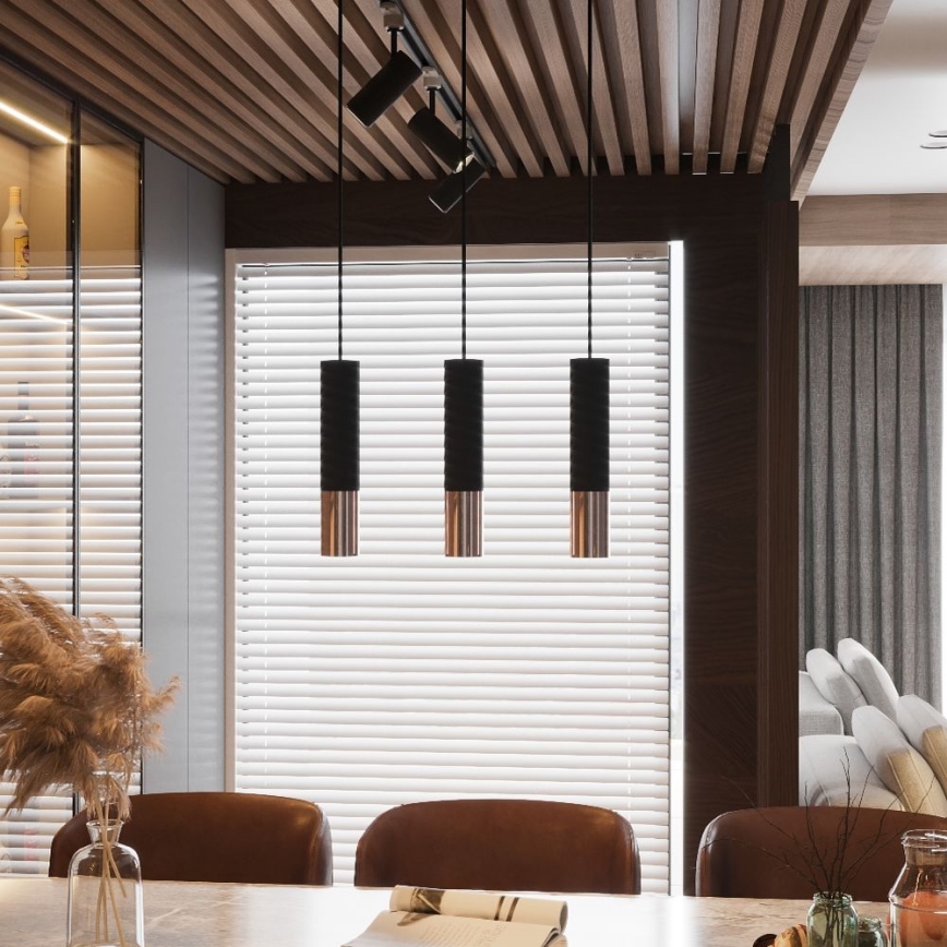 Chandelier on a string LOOPEZ 2xGU10/10W/230V black/copper
