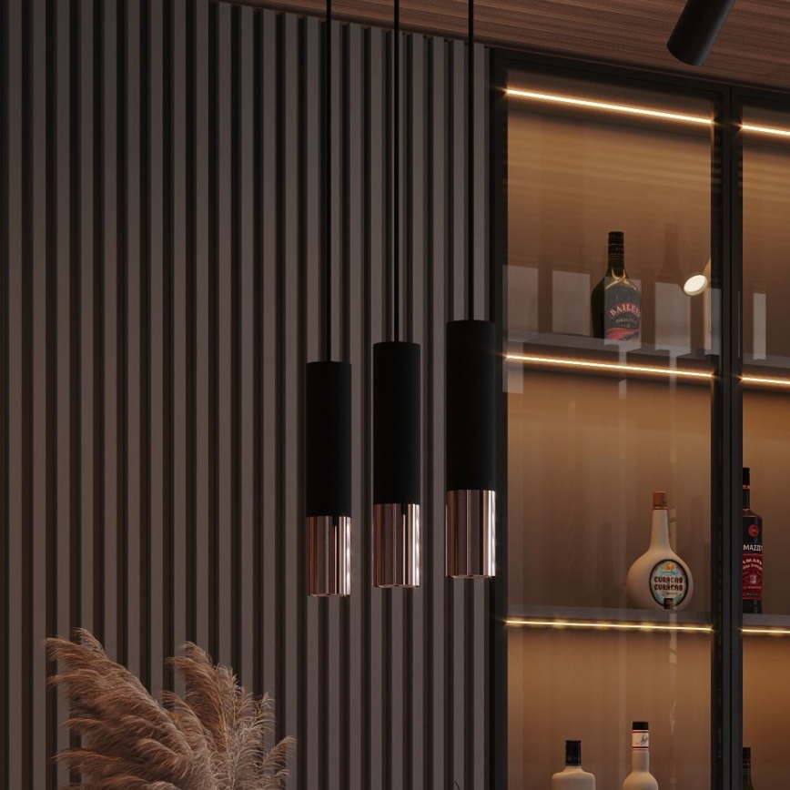 Chandelier on a string LOOPEZ 2xGU10/10W/230V black/copper