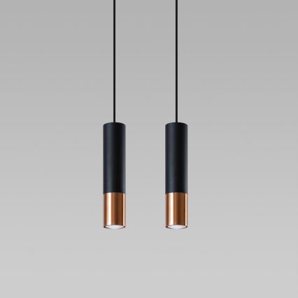 Chandelier on a string LOOPEZ 2xGU10/10W/230V black/copper