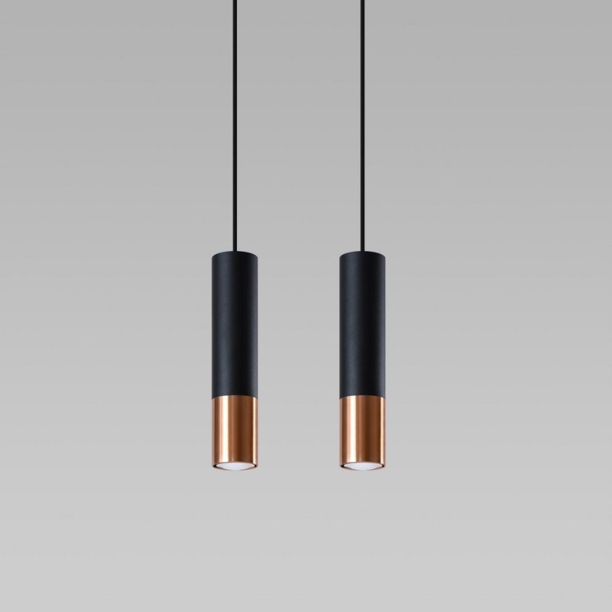 Chandelier on a string LOOPEZ 2xGU10/10W/230V black/copper
