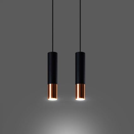 Chandelier on a string LOOPEZ 2xGU10/10W/230V black/copper