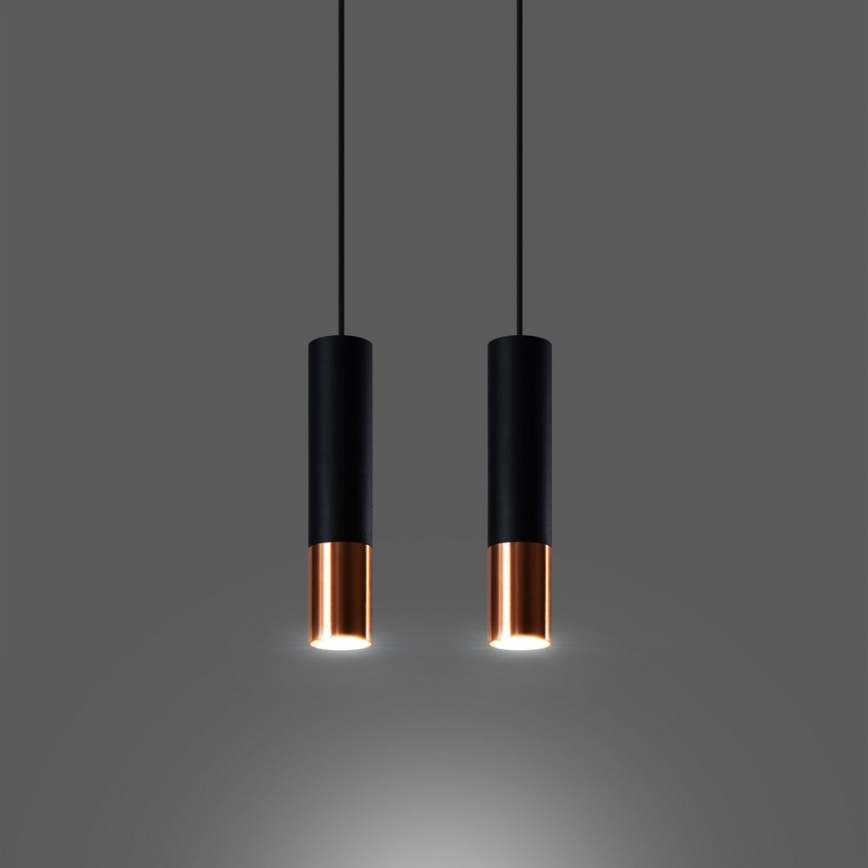 Chandelier on a string LOOPEZ 2xGU10/10W/230V black/copper