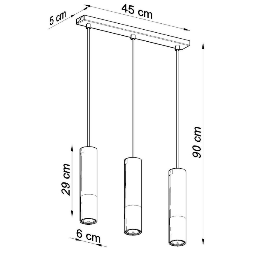 Chandelier on a string LOOPEZ 3xGU10/10W/230V black/copper