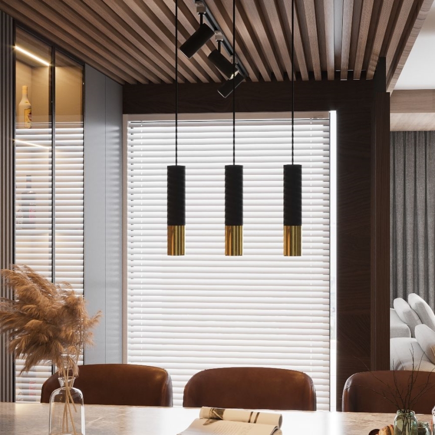 Chandelier on a string LOOPEZ 1xGU10/40W/230V black/gold