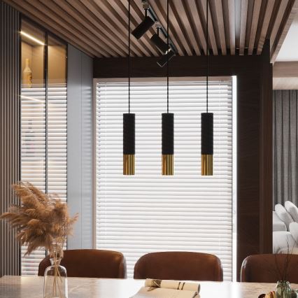 Chandelier on a string LOOPEZ 2xGU10/10W/230V black/gold