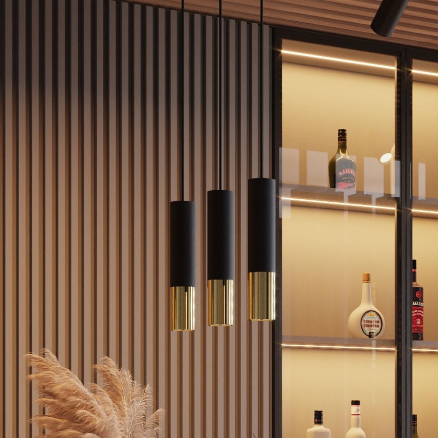 Chandelier on a string LOOPEZ 2xGU10/10W/230V black/gold