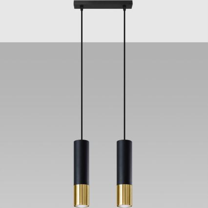 Chandelier on a string LOOPEZ 2xGU10/10W/230V black/gold