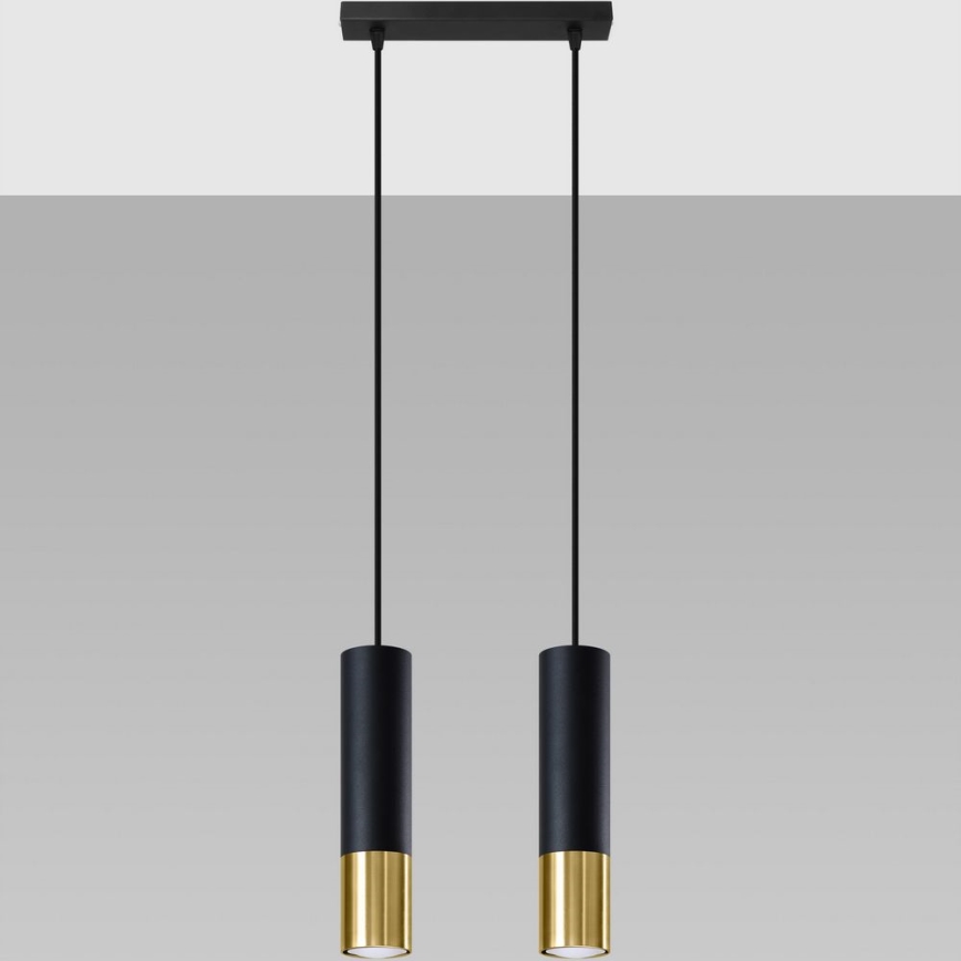 Chandelier on a string LOOPEZ 2xGU10/10W/230V black/gold