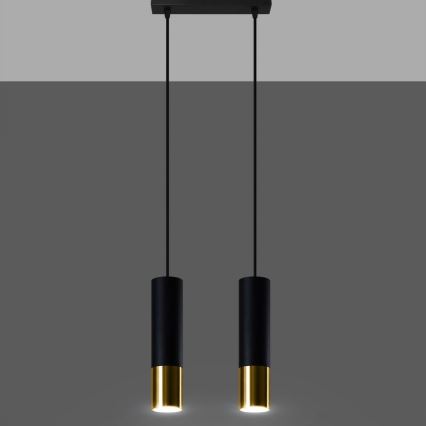 Chandelier on a string LOOPEZ 2xGU10/10W/230V black/gold
