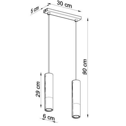 Chandelier on a string LOOPEZ 2xGU10/10W/230V black/gold