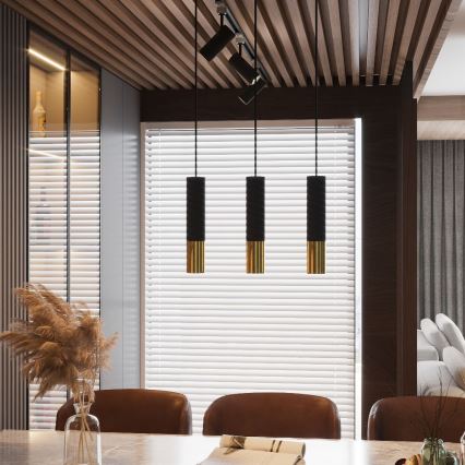 Chandelier on a string LOOPEZ 3xGU10/10W/230V black/gold
