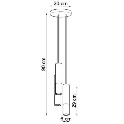 Chandelier on a string LOOPEZ 3xGU10/10W/230V round black/gold