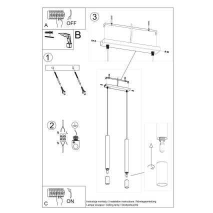 Chandelier on a string VIZIER 2xG9/40W/230V white