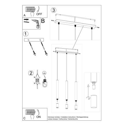 Chandelier on a string VIZIER 3xG9/40W/230V white