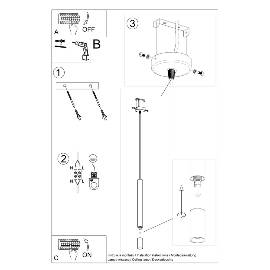 Chandelier on a string VIZIER 1xG9/40W/230V black