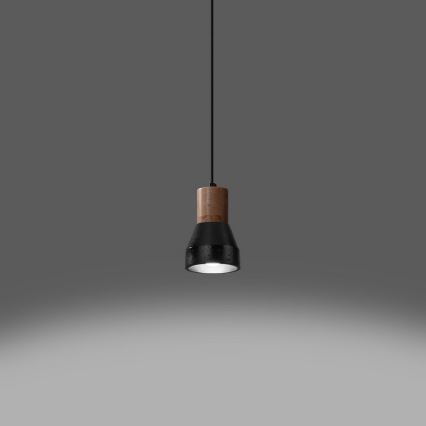 Chandelier on a string QUBIC 1xE27/60W/230V concrete/Birch/beech/black