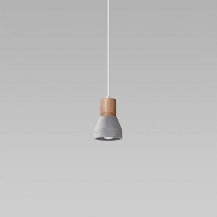 Chandelier on a string QUBIC 1xE27/60W/230V concrete/Birch/beech