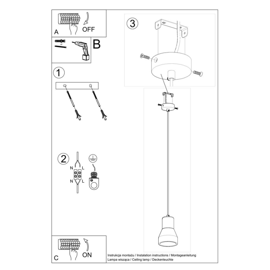 Chandelier on a string QUBIC 1xE27/60W/230V concrete/Birch/beech