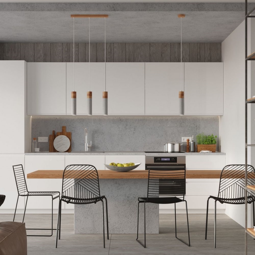 Chandelier on a string ZANE 1xGU10/40W/230V concrete/Birch/beech
