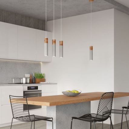 Chandelier on a string ZANE 1xGU10/40W/230V concrete/Birch/beech