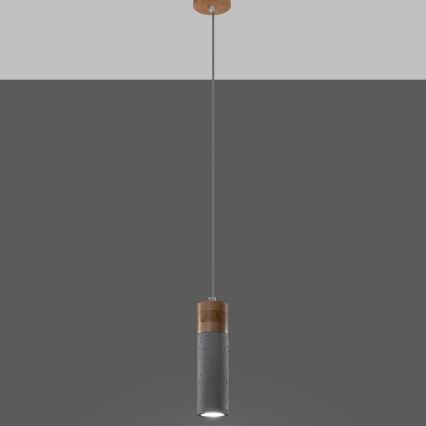 Chandelier on a string ZANE 1xGU10/40W/230V concrete/Birch/beech