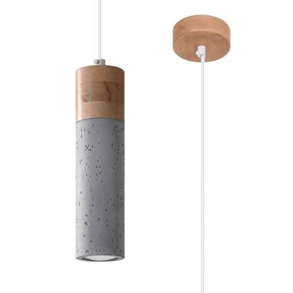 Chandelier on a string ZANE 1xGU10/40W/230V concrete/Birch/beech