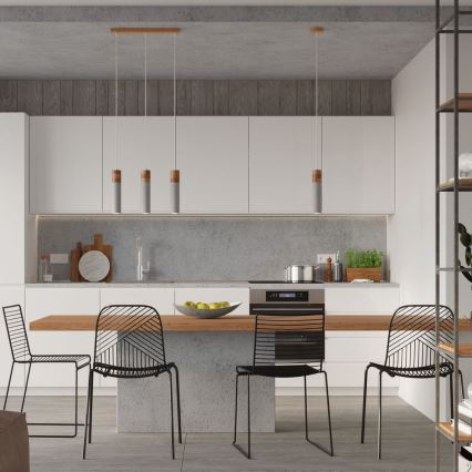 Chandelier on a string ZANE 2xGU10/40W/230V concrete/Birch/beech