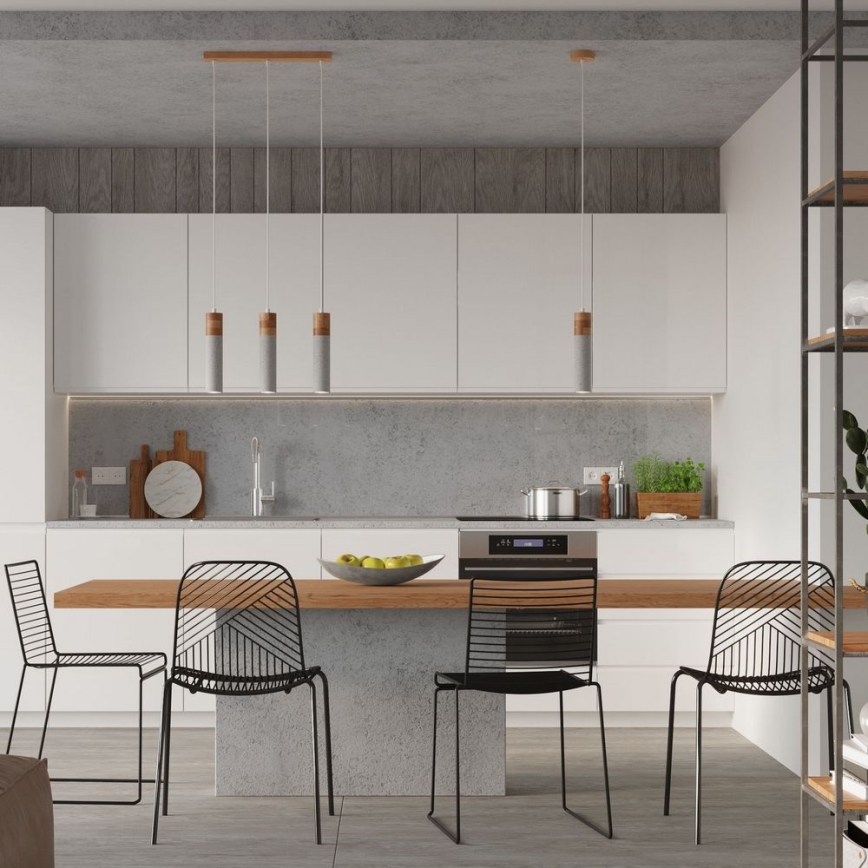 Chandelier on a string ZANE 2xGU10/40W/230V concrete/Birch/beech