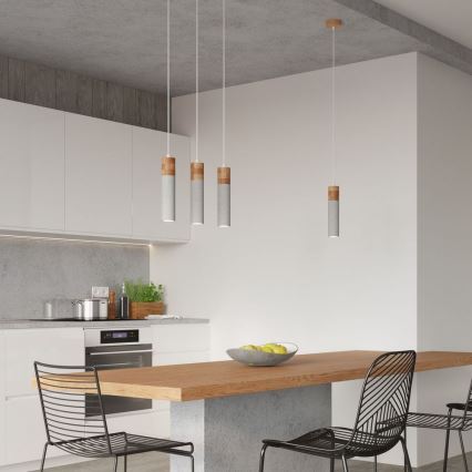 Chandelier on a string ZANE 2xGU10/40W/230V concrete/Birch/beech