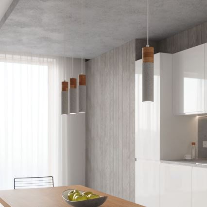 Chandelier on a string ZANE 2xGU10/40W/230V concrete/Birch/beech