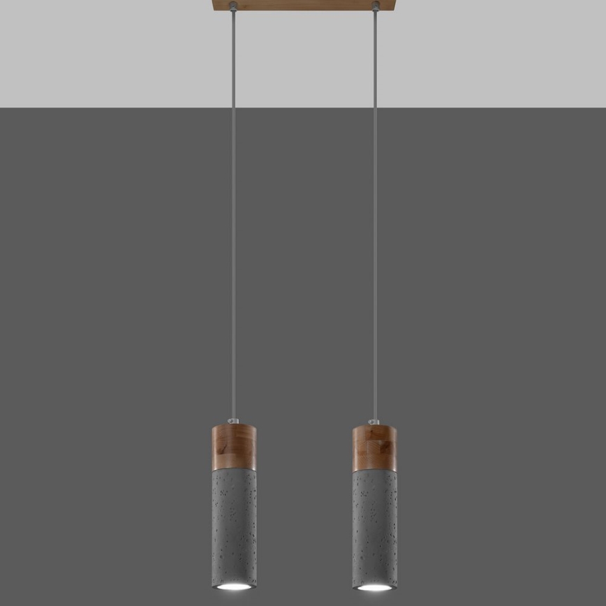 Chandelier on a string ZANE 2xGU10/40W/230V concrete/Birch/beech