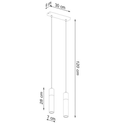 Chandelier on a string ZANE 2xGU10/40W/230V concrete/Birch/beech