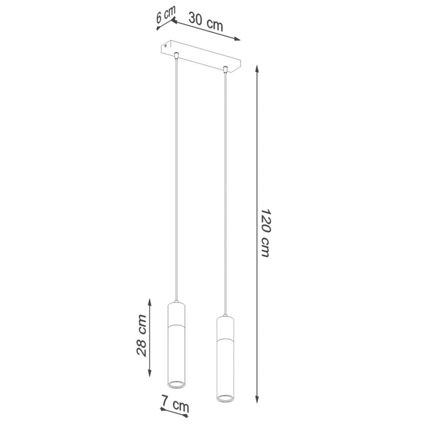 Chandelier on a string ZANE 2xGU10/40W/230V concrete/Birch/beech