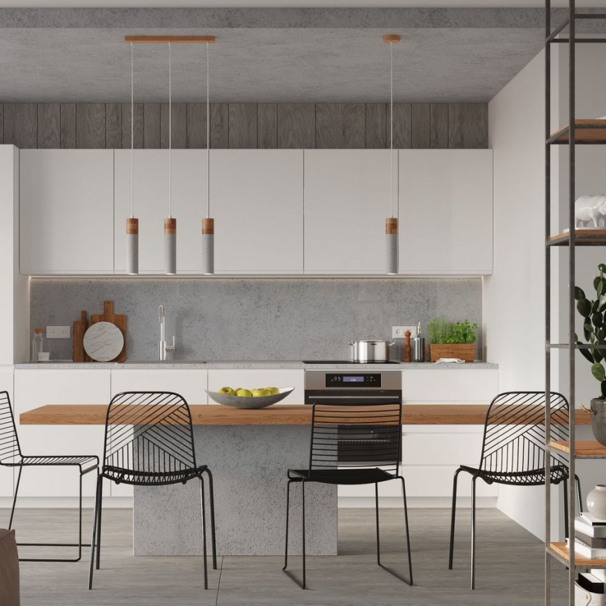 Chandelier on a string ZANE 3xGU10/40W/230V concrete/Birch/beech