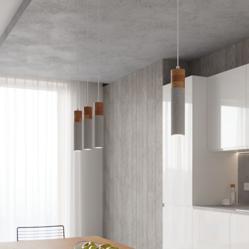 Chandelier on a string ZANE 3xGU10/40W/230V concrete/Birch/beech